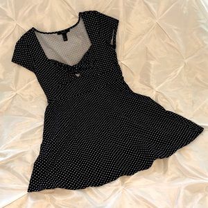 NWOT Navy with white polka dot skater dress